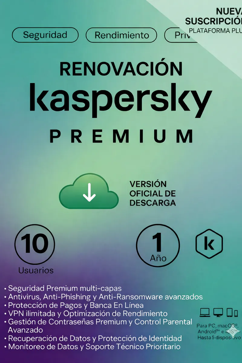 RENOVACION LICENCIA KASPERSKY PREMIUM 10 USUARIOS (12 MESES)
