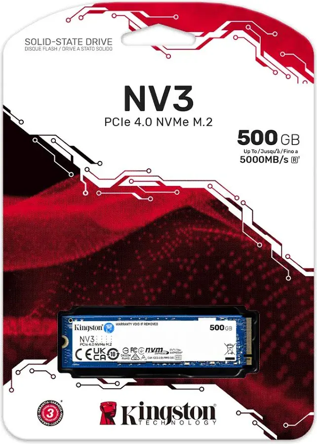 DISCO DE ESTADO SOLIDO KINGSTON NV3 500GB – M.2 PCI EXPRESS NVME GEN 4X4 – LECTURA 5.000 MB/S – ESCRITURA 3.000 MB/S
